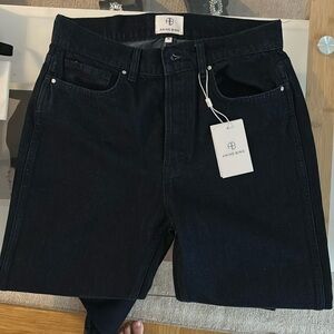 NEW Anine Bing Bennet Long Straight Leg Dark Wash Jeans Midnight Blue Size 28